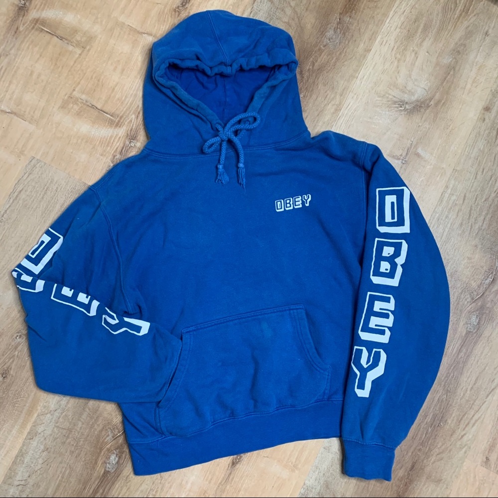 OBEY SPELLOUT GRAPHIC HOODIE BLUE